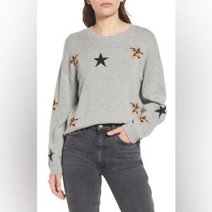 NWOT Rails Perci  SweaterHeather Grey Animal Stars Leopard Size S $198